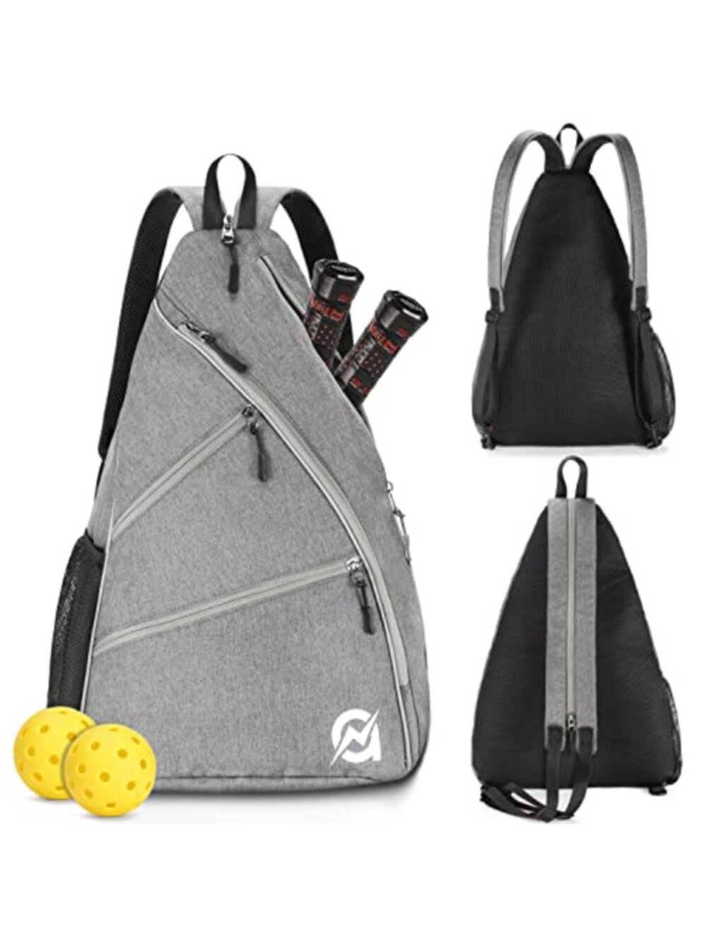 Pickleball Sling Bag Crossbody Backpack 4 Pockets Bottle Holder 1lb